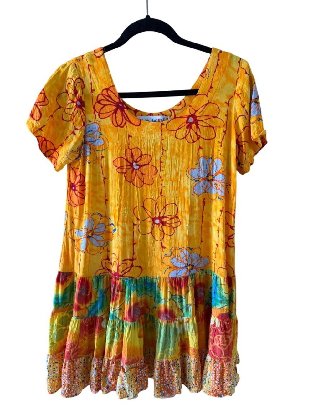 Jams World Womens Hattie Dress Size XS Sun Grid Print Orange Yellow Vintage